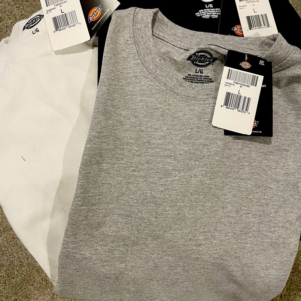 Dickies This is assortment of three large 100% percent cotton T-shirts!
